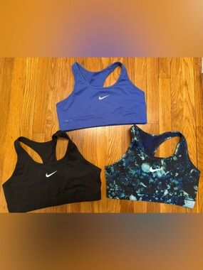 Nike Women’s Sports Bra Trio — Blue, Teal Pattern & Black